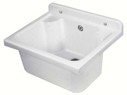 Negrari Pilozzo Mini 2051DM Lavandino Bianco Marmo 42,5x34 H20 cm Capacità 11,5 Lt Lavabo Piccolo Muro Vasca in Polipropilene Resistente ad Agenti Atmosferici Acidi Prodotti Chimici Per Interno Esterno Bagno Lavanderia Con Appoggio Ripiani Sifone Piletta
