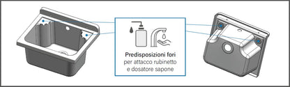 Negrari Pilozzo Mini 2051DN Lavandino Nero 42,5x34 H20 cm Capacità 11,5 Litri Lavabo Piccolo a Muro Vasca in Polipropilene Resistente ad Agenti Atmosferici Acidi Prodotti Chimici Per Interno Esterno Bagno Lavanderia Con Appoggio Ripiani Sifone Piletta
