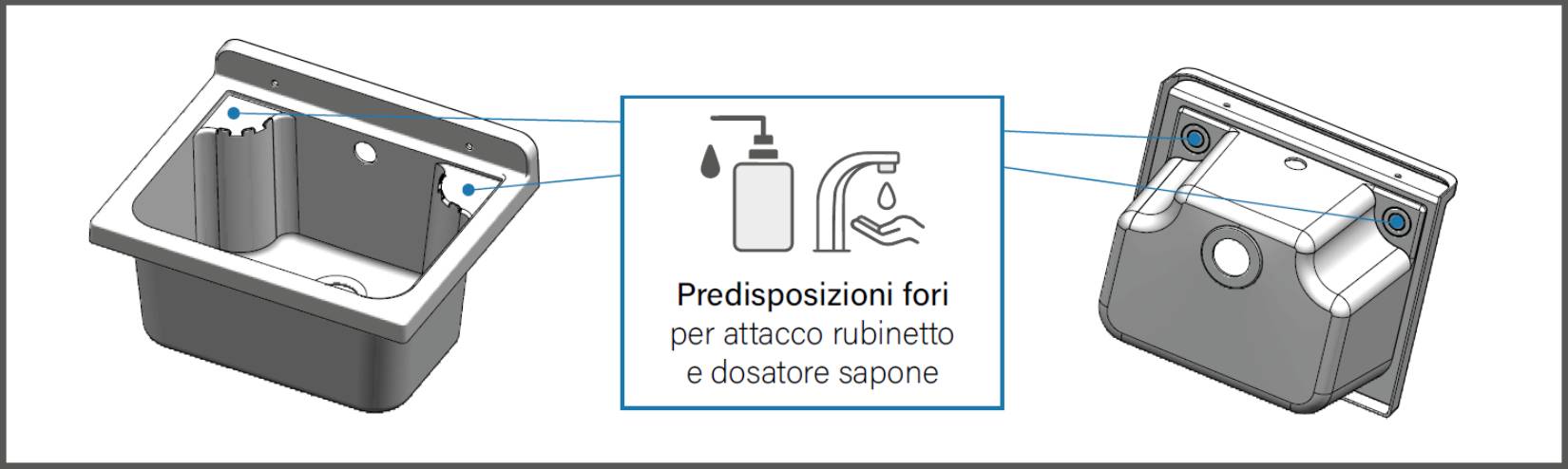 Negrari Pilozzo Mini 2051D Vasca Bianco 42,5x34 H20 cm Capacità 11,5 Litri Lavabo Piccolo a Muro in Polipropilene Resistente ad Agenti Atmosferici Acidi Prodotti Chimici Per Interno Esterno Bagno Lavanderia Con Appoggi Ripiani Sifone Piletta Kit Fissaggio
