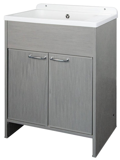 Negrari Platone 5005PKCR Lavatoio Rovere OAK 58x38 H85 cm Mobile PVC Resistente All’Acqua Ante Battenti Vasca Polipropilene Salva Spazio Fornito In Kit di Montaggio Per Lavanderia Interno Esterno Ambienti Umidi Con Scarico Sifone Pilettone Acciaio Inox