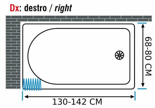 Negrari Styletech Professional SV2S140D Box Doccia Sopra Vasca Estensibile e Riducibile 2 Lati 130-142 68-80 H140 cm Installazione Angolare Colore Bianco Apertura Anta Scorrevole a Soffietto Angolo Destro Profili PVC Pannelli Infrangibili Antiingiallenti