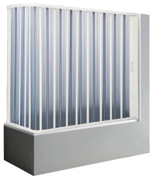 Negrari Styletech Professional SV2S170S Box Doccia Sopra Vasca Estensibile Riducibile 2 Lati 158-170 68-80 H140 cm Installazione Angolare Colore Bianco Apertura Anta Scorrevole a Soffietto Angolo Sinistro Profili PVC Pannelli Infrangibili Antiingiallenti