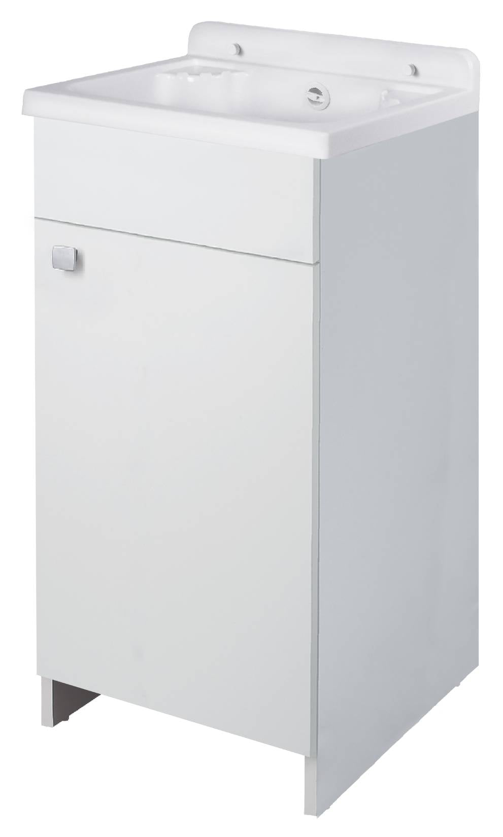 Negrari Rocco Legno 5002LMC Lavatoio Colore Bianco 42,5x34,5 H82 cm Per Lavanderia Interno Mobile Piccolo Salvaspazio Compatto Montato in Bilaminato Apertura Anta Battente Vasca Polipropilene Asse Lavaggio Sifone Piletta Troppopieno Piedini Regolabili
