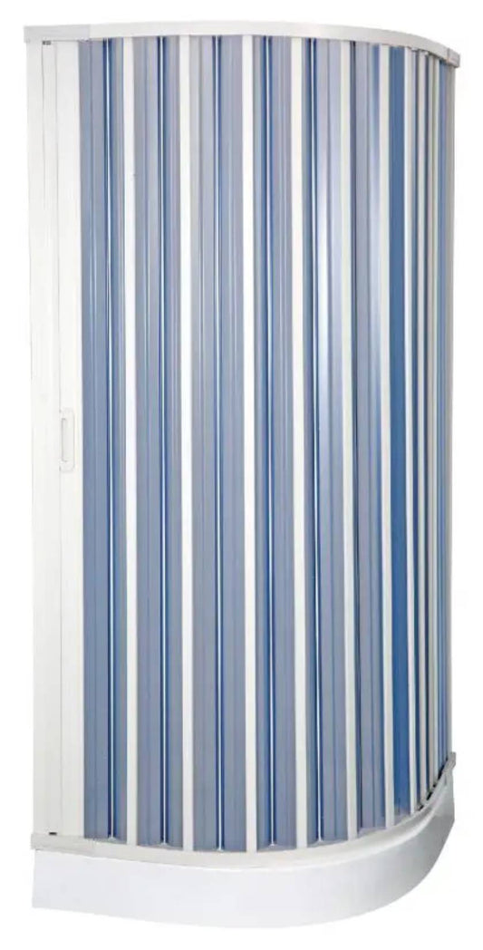 Negrari Styletech Professional S4S90 Box Doccia Riducibile Estensibile 78-90x78-90 H184 cm Installazione Angolare Forma Semicircolare Tonda Curva Bianco Apertura Reversibile Ante Scorrevoli a Soffietto Profili PVC Pannelli Infrangibili Antiingiallenti