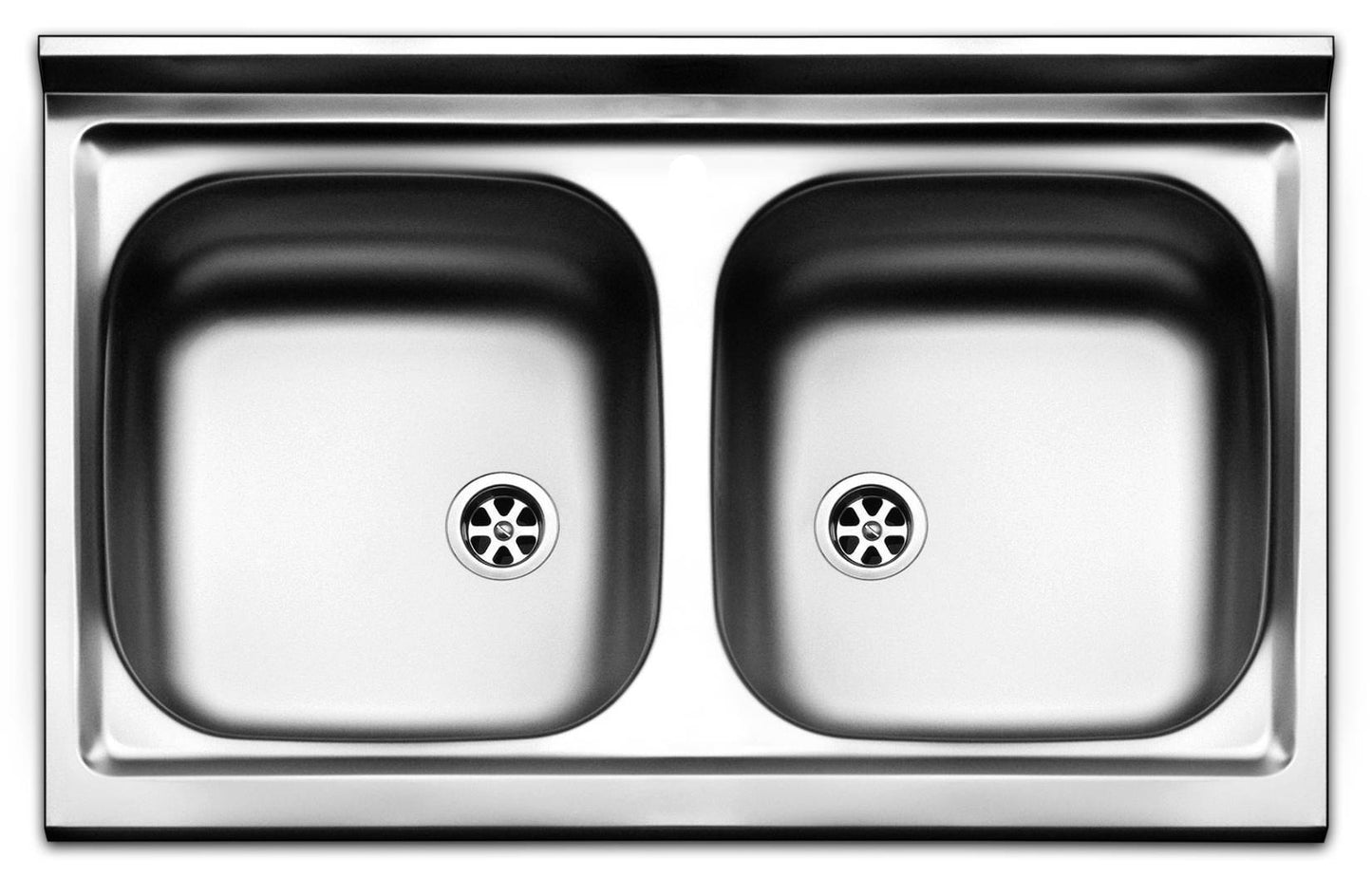 Negrari Vasche Inox 80502P Lavello a 2 Vasche Lavandino Da Incasso per Cucina in Acciaio Misura 80x50 H16,6 cm Con Sifone Autopulente Completo di Piletta e Troppopieno
