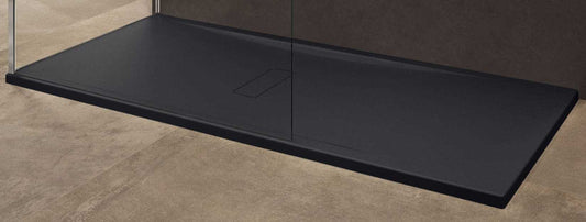Novellini Custom Piatto Doccia Dimensione 160x90 Altezza Spessore 3,5 cm Colore Nero Installazione Appoggio Filo Pavimento Sagomabile Superficie Liscia Materiale Metacrilato Compreso Piletta Scarico e Copri Piletta