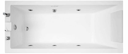 Novellini Calos 2.0 Vasca da Bagno Versione Hydro Disinfezione Idro Whirlpool 6 Jets Misura 170x80 cm Installazione Reversibile Forma Rettangolare 1 Pannello Frontale 2 Laterali Materiale Acrilico Colore Bianco Lucido Colonna Rubinetto Poggiatesta Display