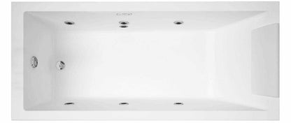 Novellini Calos 2.0 Vasca da Bagno Versione Hydro Disinfezione Idromassaggio Whirlpool 6 Getti Misura 170x75 cm Installazione Reversibile Forma Rettangolare 1 Pannello Frontale 2 Laterali Materiale Acrilico Colore Bianco Lucido Colonna Poggiatesta Display