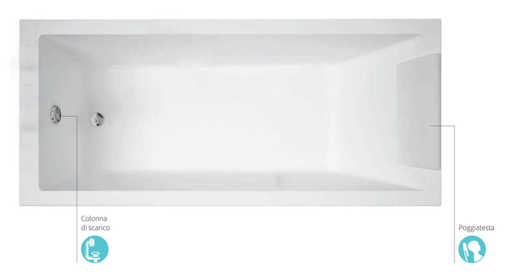 Novellini Calos 2.0 Vasca da Bagno Versione Standard con Telaio Misura 170x75 Altezza 58 cm Installazione Reversibile Design Squadrato Forma Rettangolare 1 Pannello Frontale 2 Laterali Materiale Acrilico Colore Bianco Lucido Colonna di Scarico Poggiatesta