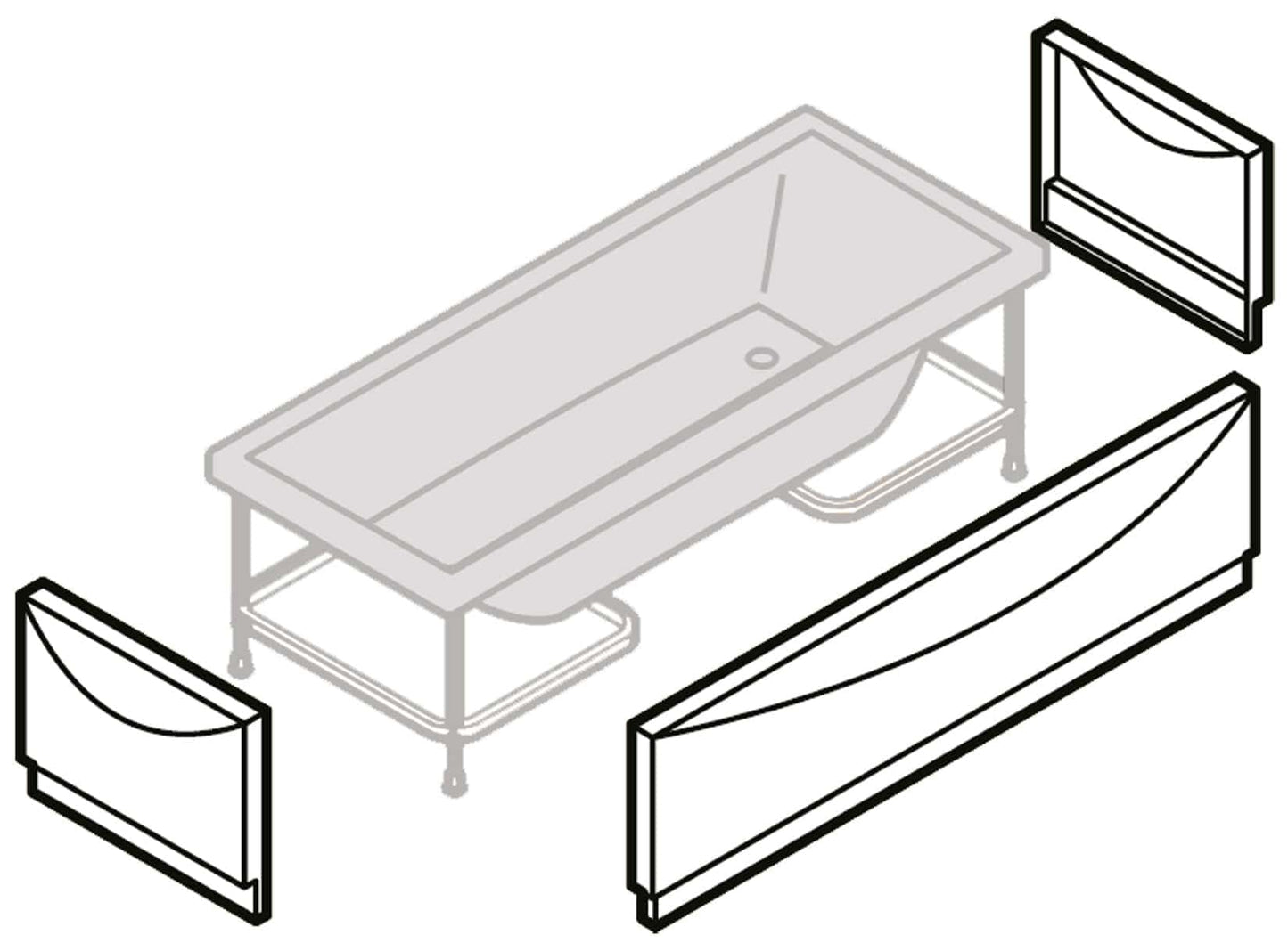 Novellini Calos 2.0 Vasca da Bagno Versione Standard con Telaio Misura 150x70 Altezza 58 cm Installazione Reversibile Forma Rettangolare 1 Pannello Frontale 2 Laterali Materiale Acrilico Colore Bianco Lucido Colonna di Scarico Con Rubinetteria Poggiatesta