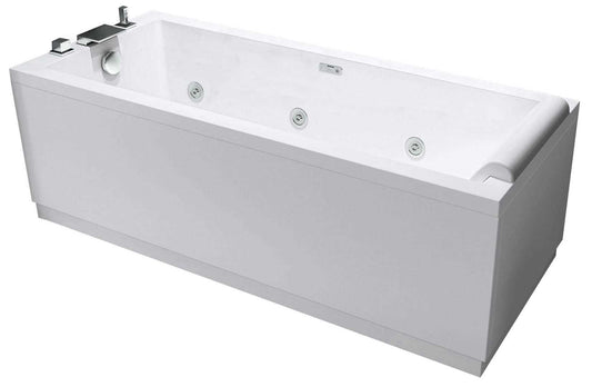 Novellini Calos 2.0 Vasca da Bagno Versione Hydro Idro Whirlpool 6 Getti Misura 160x70 Altezza 58 cm Installazione Reversibile Forma Rettangolare 1 Pannello Frontale 2 Laterali Materiale Acrilico Colore Bianco Lucido Colonna Rubinetto Poggiatesta Display