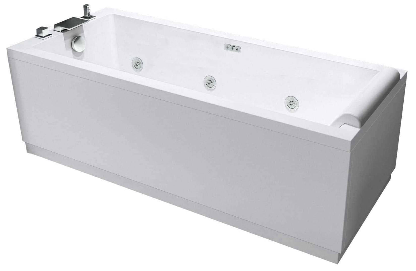Novellini Calos 2.0 Vasca Bagno Versione Hydro Plus Idro Whirlpool 6 Jet Disinfezione Airpool 12 Getti Misura 170x75 cm Installazione Reversibile Forma Rettangolare 3 Pannelli Materiale Acrilico Colore Bianco Lucido Colonna Rubinetto Poggiatesta Display