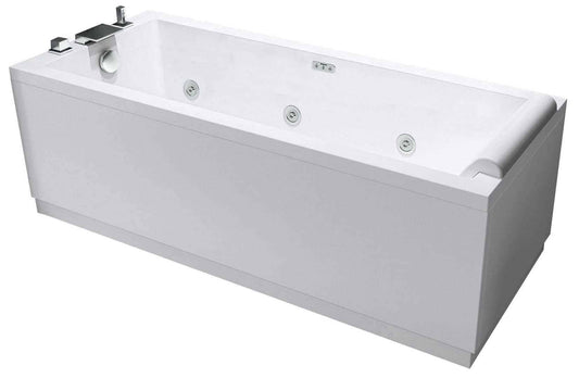 Novellini Calos 2.0 Vasca Bagno Versione Hydro Plus Idro Whirlpool 6 Jet Disinfezione Airpool 12 Getti Misura 150x70 cm Installazione Reversibile Forma Rettangolare 3 Pannelli Materiale Acrilico Colore Bianco Lucido Colonna Rubinetto Poggiatesta Display