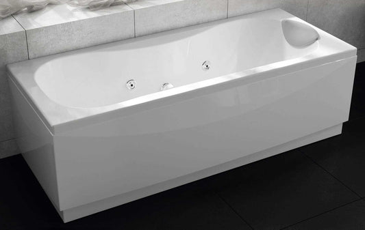 Novellini Calypso Vasca da Bagno Versione Hydro Misura 180x80 H55 cm Idro Whirlpool 6 Getti Installazione Destra Forma Esterna Rettangolare Interna ad Otto 1 Pannello Frontale 2 Laterali Materiale Acrilico Colore Bianco Lucido Colonna Poggiatesta