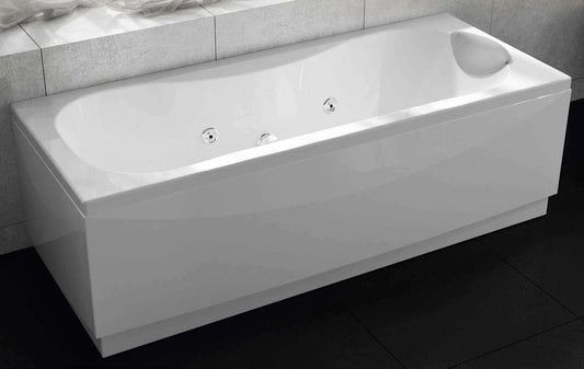 Novellini Calypso Vasca da Bagno Versione Hydro Con Disinfezione Misura 170x80 H55 cm Idro Whirlpool 6 Getti Installazione Destra Forma Esterna Rettangolare Interna ad Otto 3 Pannelli Materiale Acrilico Colore Bianco Lucido Colonna Erogatore Cuscino