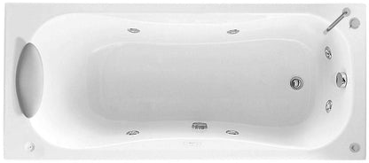 Novellini Calypso Vasca da Bagno Versione Hydro Con Disinfezione Misura 180x80 H55 cm Idro Whirlpool 6 Getti Installazione Sinistra Forma Esterna Rettangolare Interna ad Otto Senza Pannelli Materiale Acrilico Colore Bianco Lucido Colonna Rubinetto Cuscino