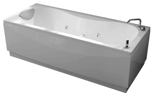 Novellini Calypso Vasca da Bagno Versione Hydro Con Disinfezione Misura 150x70 H55 cm Idro Whirlpool 6 Getti Installazione Sinistra Forma Esterna Rettangolare Interna ad Otto 2 Pannelli Materiale Acrilico Colore Bianco Lucido Colonna Rubinetto Cuscino