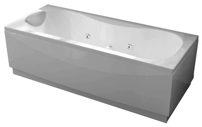 Novellini Calypso Vasca da Bagno Versione Hydro Con Disinfezione Misura 150x70 H55 cm Idro Whirlpool 6 Getti Installazione Sinistra Forma Esterna Rettangolare Interna ad Otto 2 Pannelli Materiale Acrilico Colore Bianco Lucido Colonna Poggiatesta