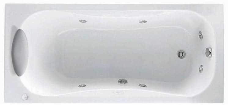 Novellini Calypso Vasca da Bagno Versione Hydro Con Disinfezione Misura 170x80 H55 cm Idro Whirlpool 6 Getti Installazione Sinistra Forma Esterna Rettangolare Interna ad Otto Senza Pannelli Materiale Acrilico Colore Bianco Lucido Colonna Poggiatesta