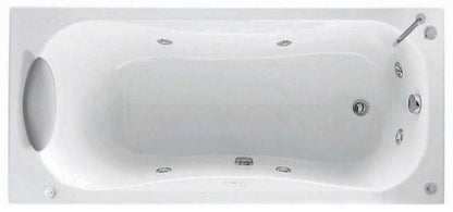 Novellini Calypso Vasca da Bagno Versione Hydro Con Disinfezione Misura 170x80 H55 cm Idro Whirlpool 6 Getti Installazione Sinistra Forma Esterna Rettangolare Interna ad Otto 2 Pannelli Materiale Acrilico Colore Bianco Lucido Colonna Rubinetto Cuscino