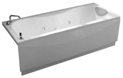 Novellini Calypso Vasca Bagno Versione Hydro Plus Misura 150x70 H55 cm Idromassaggio Whirlpool 6 Getti Disinfezione Airpool 12 Jets Installazione Destra Forma Esterna Rettangolare Interna ad Otto 1 Pannello Colore Bianco Lucido Colonna Rubinetto Cuscino