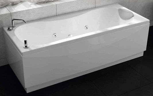 Novellini Calypso Vasca Bagno Versione Hydro Plus Misura 160x70 H55 cm Idromassaggio Whirlpool 6 Getti Disinfezione Airpool 12 Jets Installazione Destra Forma Esterna Rettangolare Interna ad Otto 3 Pannelli Colore Bianco Lucido Colonna Rubinetto Cuscino