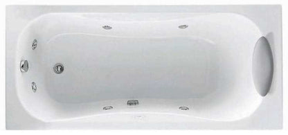 Novellini Calypso Vasca da Bagno Versione Hydro Misura 150x70 H55 cm Idro Whirlpool 6 Getti Installazione Destra Forma Esterna Rettangolare Interna ad Otto 1 Pannello Frontale 2 Laterali Materiale Acrilico Colore Bianco Lucido Colonna Poggiatesta