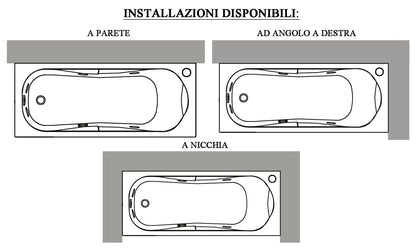 Novellini Calypso Vasca da Bagno Versione Hydro Con Disinfezione Misura 180x80 H55 cm Idro Whirlpool 6 Getti Installazione Destra Forma Esterna Rettangolare Interna ad Otto Senza Pannelli Materiale Acrilico Colore Bianco Lucido Colonna Rubinetto Cuscino
