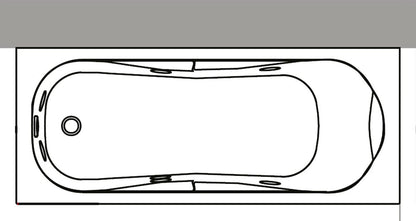 Novellini Calypso Vasca da Bagno Versione Hydro Misura 150x70 H55 cm Idro Whirlpool 6 Getti Installazione Destra Forma Esterna Rettangolare Interna ad Otto 1 Pannello Frontale 2 Laterali Materiale Acrilico Colore Bianco Lucido Colonna Rubinetto Cuscino