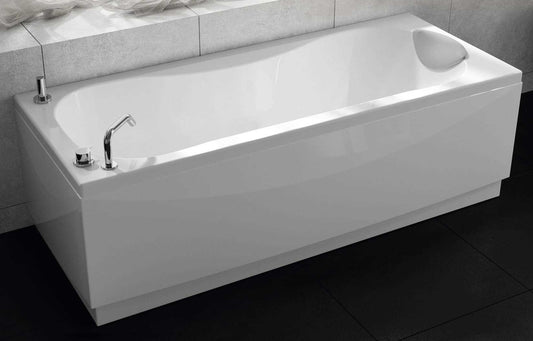 Novellini Calypso Vasca da Bagno Versione Standard con Telaio Misura 170x70 Altezza 55 cm Installazione Reversibile Forma Esterna Rettangolare Interna ad Otto 1 Pannello Frontale 2 Laterali Materiale Acrilico Colore Bianco Lucido Colonna Rubinetto Cuscino