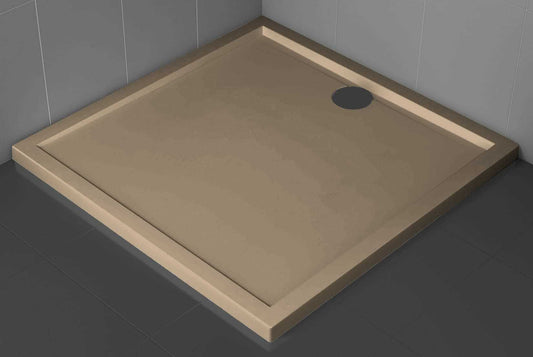 Novellini Olympic Piatto Doccia Slim Dimensione 80x80 Altezza Spessore 4,5 cm Colore Terra Corda Forma Quadrato Installazione Appoggio Pavimento Superficie Liscia Materiale Metacrilico Escluso di Piletta di Scarico e Copripiletta