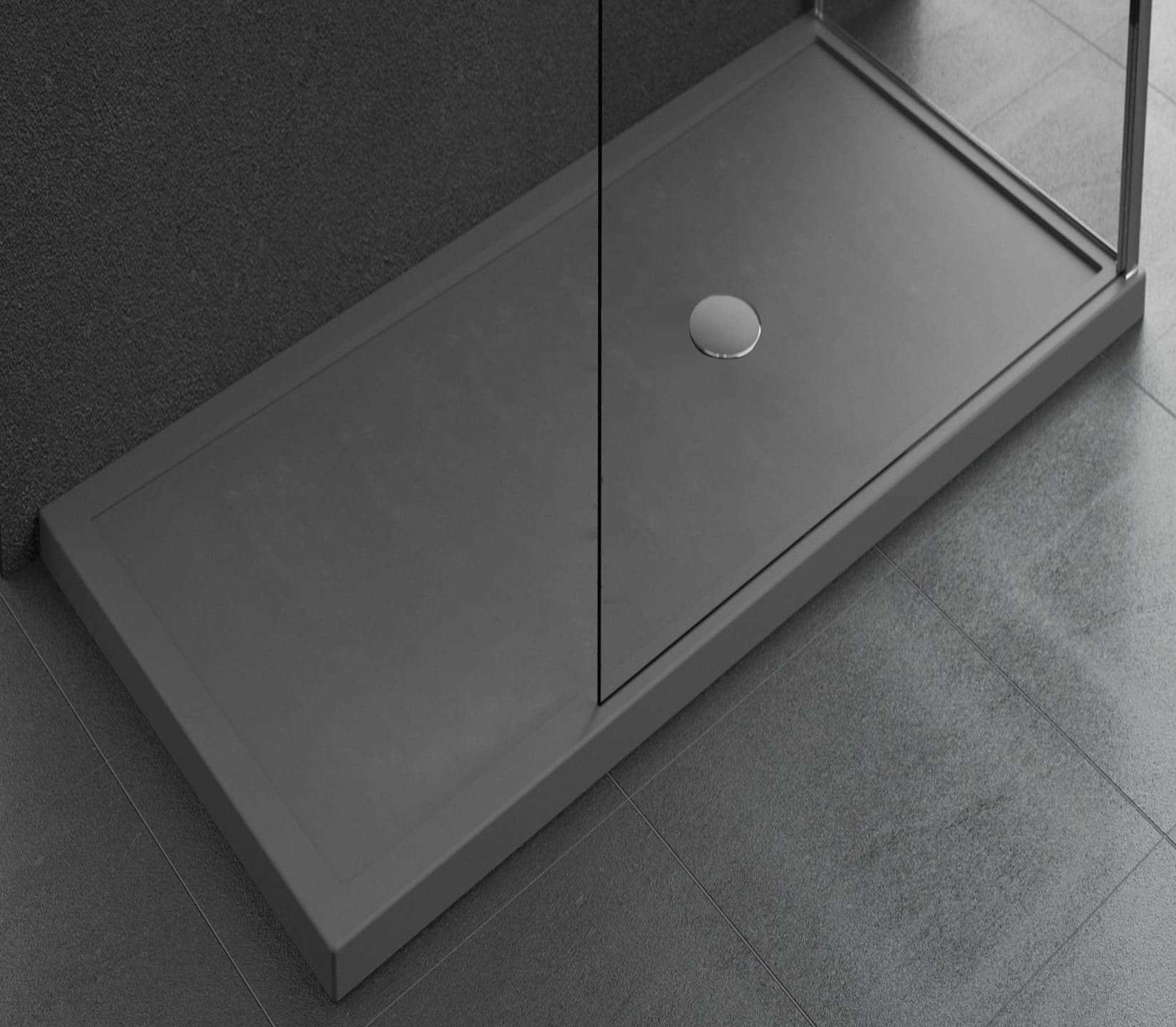 Novellini Olympic Plus Piatto Doccia Alto Dimensione 140x70 Altezza Spessore 12,5 cm Colore Grigio Installazione Appoggio Pavimento Superficie Liscia Materiale Acrilico Compreso Piedini Piletta Scarico e Copri Piletta