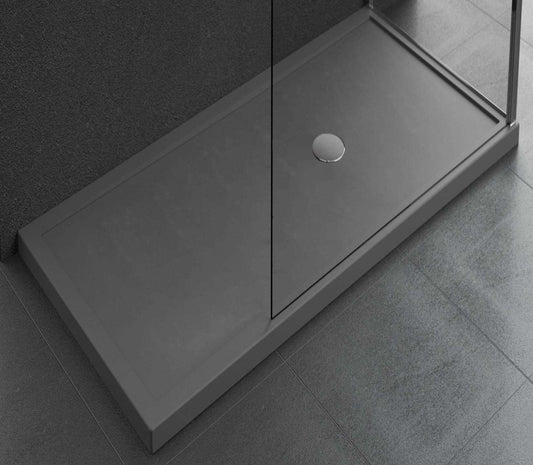 Novellini Olympic Plus Piatto Doccia Alto Dimensione 140x80 Altezza Spessore 12,5 cm Colore Grigio Installazione Appoggio Pavimento Superficie Liscia Materiale Acrilico Compreso Piedini Piletta Scarico e Copri Piletta