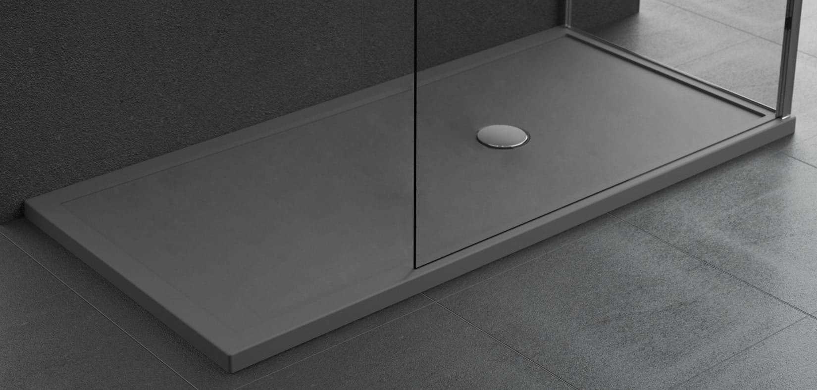 Novellini Olympic Plus Piatto Doccia Dimensione 170x75 Altezza Spessore 4,5 cm Colore Grigio Installazione Appoggio Pavimento Superficie Liscia Materiale Metacrilato Compreso Piletta Scarico e Copri Piletta