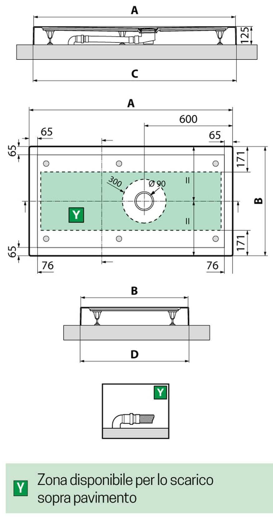 Novellini Olympic Plus Piatto Doccia Alto Dimensione 140x75 Altezza Spessore 12,5 cm Colore Bianco Installazione Appoggio Pavimento Superficie Liscia Materiale Acrilico Compreso Piedini Piletta Scarico e Copri Piletta