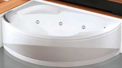 Novellini Vogue Vasca da Bagno Versione Hydro Con Disinfezione Misura 165x85 H55 cm Idro Whirlpool 7 Jets Forma Esterna Semicircolare Asimmetrica Interna Ovale Installazione Angolare Sinistra Pannello Colonna Cuscino Materiale Acrilico Finitura Bianco
