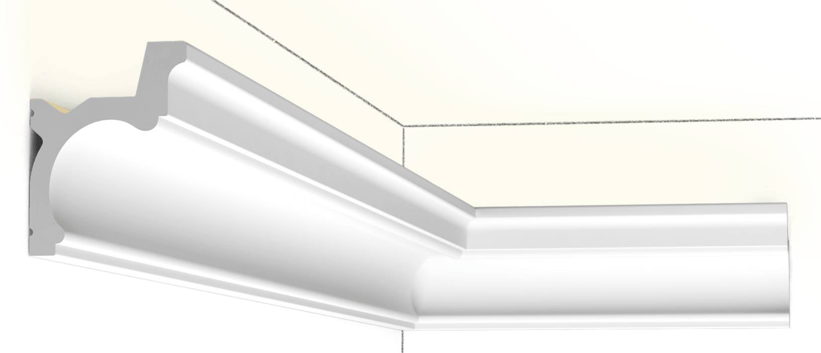 Orac Decor C328 Cornice Soffitto Parete Purotouch® Poliuretano Ad Alta Densità Bianco Resistente Agli Urti Calore Acqua Illuminazione Indiretta Verniciabile Pretrattata Primer Acrilico Impermeabile Per Interno Esterno Ambienti Umidi Misura 200x9x6,8 cm