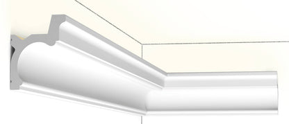 Orac Decor C328 Cornice Soffitto Parete Purotouch® Poliuretano Ad Alta Densità Bianco Resistente Agli Urti Calore Acqua Illuminazione Indiretta Verniciabile Pretrattata Primer Acrilico Impermeabile Per Interno Esterno Ambienti Umidi Misura 200x9x6,8 cm