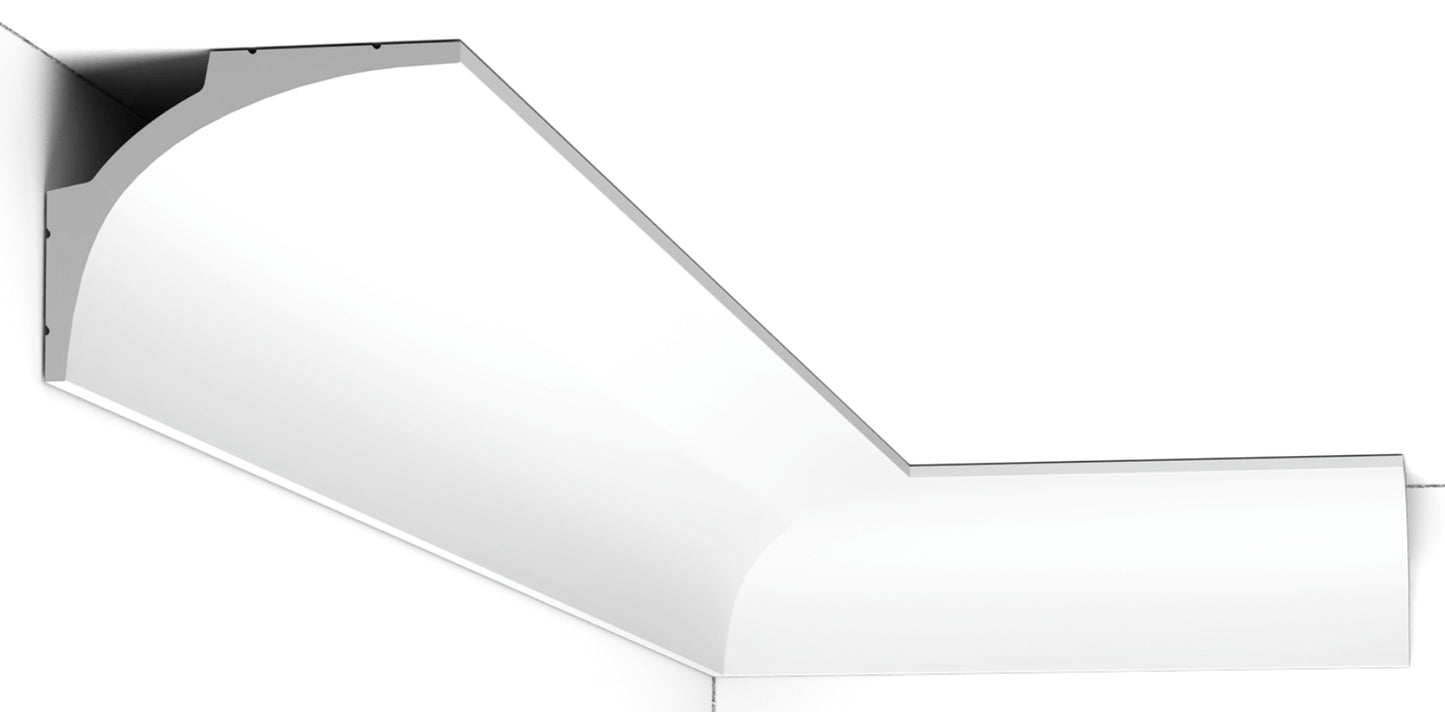 Orac Decor C992 Cornice Soffitto Parete Purotouch® Poliuretano Ad Alta Densità Bianco Resistente Agli Urti Calore Acqua Illuminazione Indiretta Verniciabile Pretrattata Primer Acrilico Impermeabile Per Interno Esterno Ambienti Umidi Misura 200x7,7x10 cm