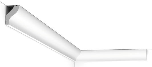 Orac Decor CB500N Cornice Profilo Decoro Soffitto Parete Durofoam® Polimero Leggero Estruso Base di Miscela Polistirene Media Densità Bianco Resistente Agli Urti Acqua Calore Facile Da Installare Verniciabile Per Decorazione Interno Misura 200x1,8x2,5 cm