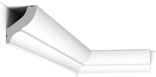 Orac Decor CB502N Cornice Profilo Decoro Soffitto Parete Durofoam® Polimero Leggero Estruso Base di Miscela Polistirene Media Densità Bianco Resistente Agli Urti Acqua Calore Facile Da Installare Verniciabile Per Decorazione Interno Misura 200x5,9x4.9 cm