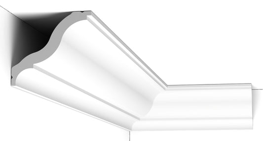 Orac Decor CB503N Cornice Profilo Decoro Soffitto Parete Durofoam® Polimero Leggero Estruso Base di Miscela Polistirene Media Densità Bianco Resistente Agli Urti Acqua Calore Facile Da Installare Verniciabile Per Decorazione Interno Misura 200x8,2x9,2 cm