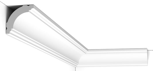 Orac Decor CB510N Cornice Profilo Decoro Soffitto Parete Durofoam® Polimero Leggero Estruso Base di Miscela Polistirene Media Densità Bianco Resistente Agli Urti Acqua Calore Facile Da Installare Verniciabile Per Decorazione Interno Misura 200x4x4 cm