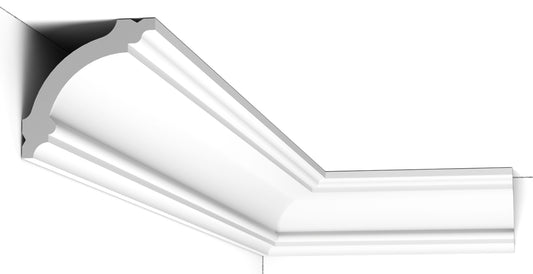 Orac Decor CB511N Cornice Profilo Decoro Soffitto Parete Durofoam® Polimero Leggero Estruso Base di Miscela Polistirene Media Densità Bianco Resistente Agli Urti Acqua Calore Facile Da Installare Verniciabile Per Decorazione Interno Misura 200x6,7x6,7 cm