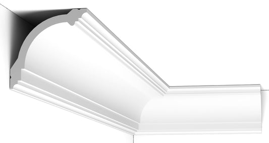 Orac Decor CB512N Cornice Profilo Decoro Soffitto Parete Durofoam® Polimero Leggero Estruso Base di Miscela Polistirene Media Densità Bianco Resistente Agli Urti Acqua Calore Facile Da Installare Verniciabile Per Decorazione Interno Misura 200x9x9 cm