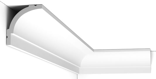 Orac Decor CB525N Cornice Profilo Decoro Soffitto Parete Durofoam® Polimero Leggero Estruso Base di Miscela Polistirene Media Densità Bianco Resistente Agli Urti Acqua Calore Facile Da Installare Verniciabile Per Decorazione Interno Misura 200x6x6,5 cm