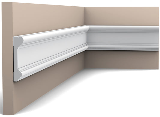 Orac Decor DX121-2600 Cornice Parete Duropolymer® Polistirene Ad Alta Densità Bianco Resistente Agli Urti Calore Acqua Facile Da Installare Verniciabile Pretrattata Primer Acrilico Impermeabile Per Interno ed Esterno Ambienti Umidi Misura 260x9,4x2,3 cm