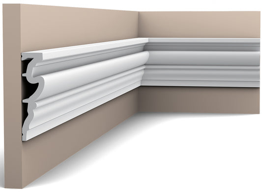 Orac Decor DX170-2600 Cornice Parete Duropolymer® Polistirene Ad Alta Densità Bianco Resistente Agli Urti Calore Acqua Facile Da Installare Verniciabile Pretrattata Primer Acrilico Impermeabile Per Interno ed Esterno Ambienti Umidi Misura 260x11,9x3,2 cm