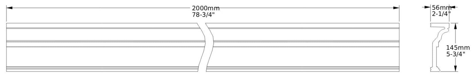Orac Decor P4000 Cornice Profilo Parete Purotouch® Poliuretano Ad Alta Densità Bianco Resistente Agli Urti Calore Acqua Facile Da Installare Verniciabile Pretrattata Primer Acrilico Impermeabile Per Interno ed Esterno Ambienti Umidi Misura 200x5,5x14,5 cm