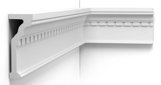 Orac Decor P4010 Cornice Profilo Parete Purotouch® Poliuretano Ad Alta Densità Bianco Resistente Agli Urti Calore Acqua Facile Da Installare Verniciabile Pretrattata Primer Acrilico Impermeabile Per Interno ed Esterno Ambienti Umidi Misura 200x5,5x14,5 cm